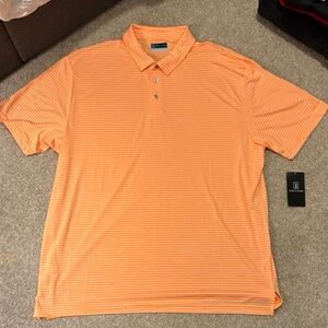 PGA Tour Men's Orange Striped Polo Shirt